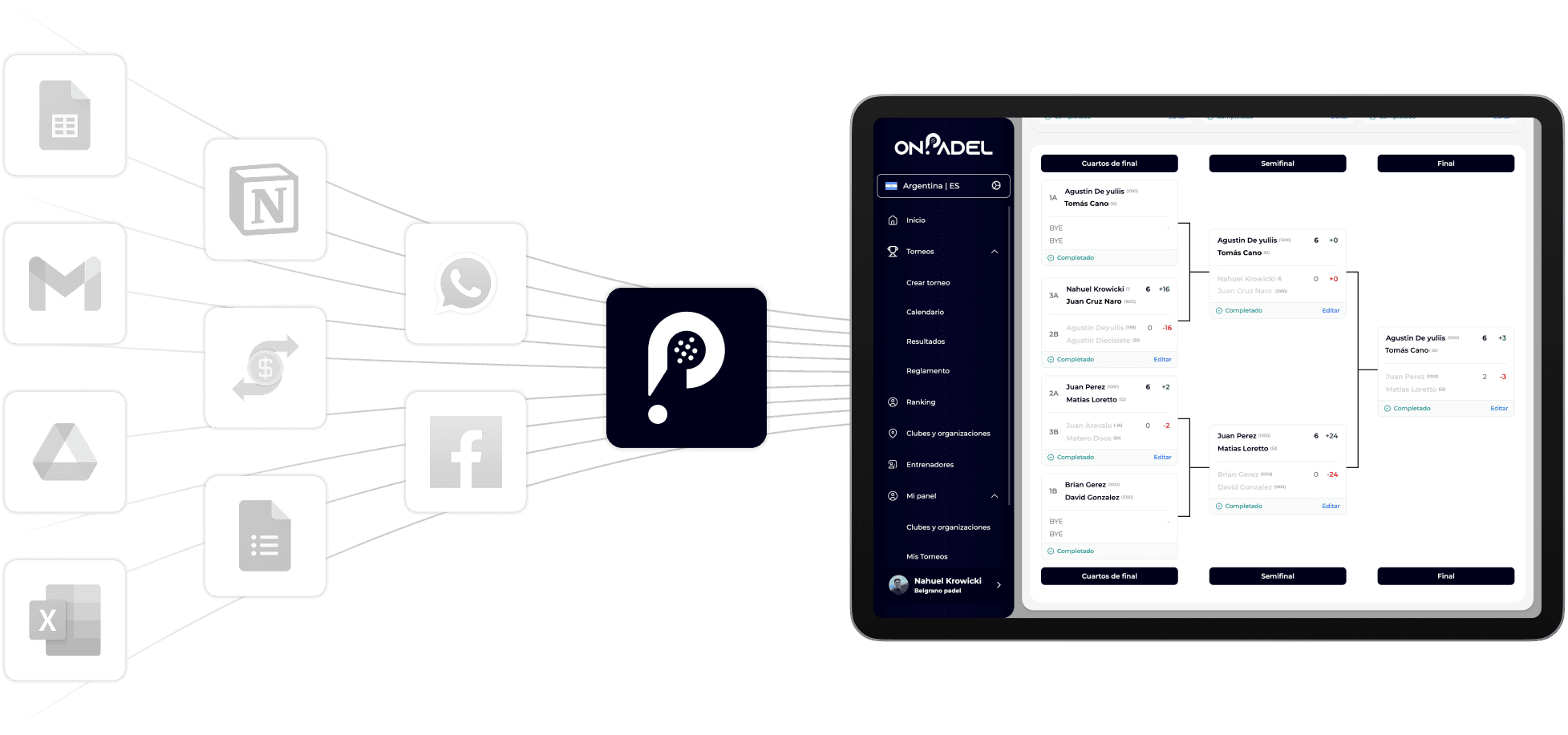 Onpadel App on multiple devices
